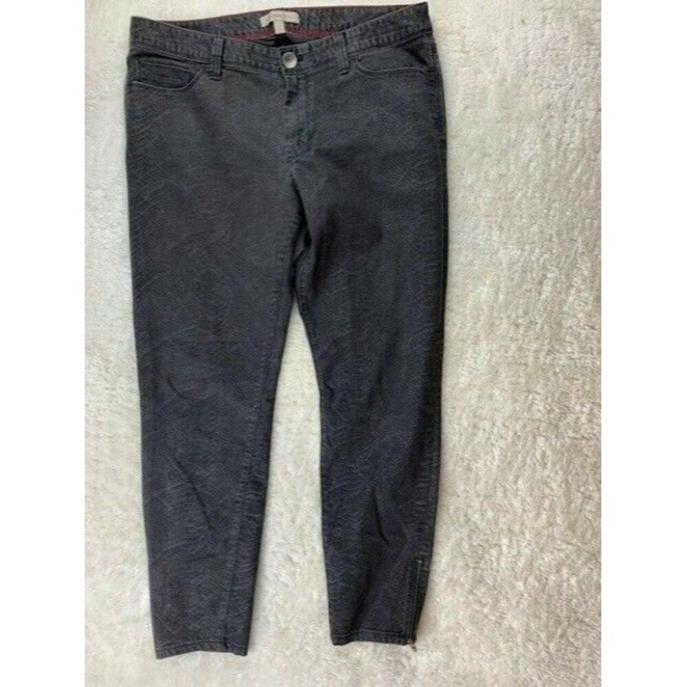 Banana Republic Size 31 Women Jean Snake Print Black Stretch Mid Rise Zip Ankle